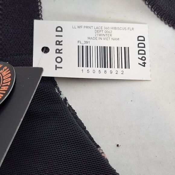 46DDD Lace Wireless Bra Lingerie Boudior Lightly Lined Lace Back Smoothing Flora - Picture 3 of 8